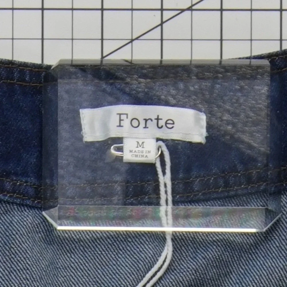 NEW Forte Denim Jean Skirt Vest Top Set Womens Size Medium Blue 100% Cotton Midi